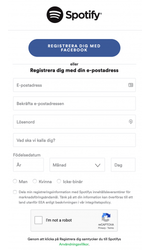 Spotify signup