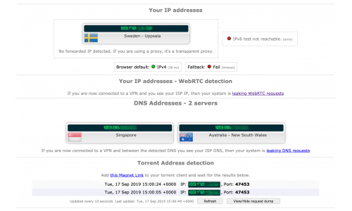 Screenshot from ipleak.com