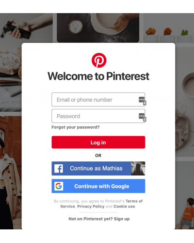 Pinterest login