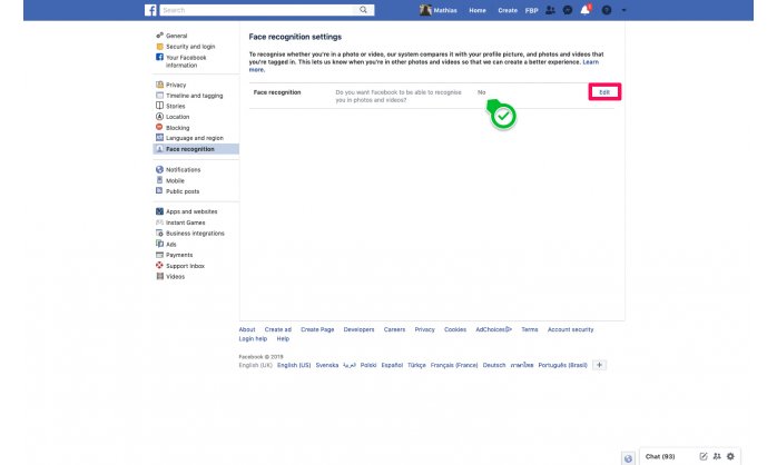 Facebook settings