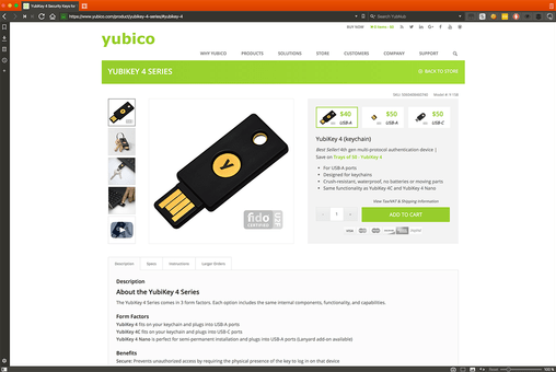 Yubikey web site